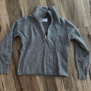 Old Navy Gray Ribbed Half-Zip Pullover